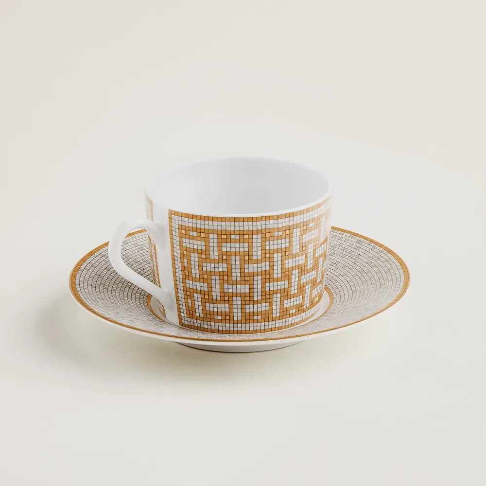 Tea Cup and Saucer Mosaïque au 24 Gold фото 2