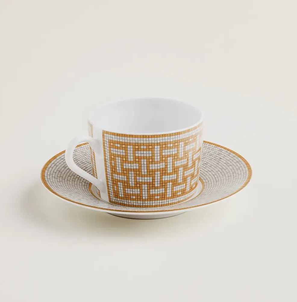 Tea Cup and Saucer Mosaïque au 24 Gold фото 2